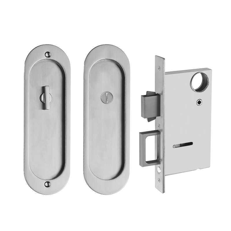 1802 Privacy Pocket -oven kiinnityslukko, liukuvanavetta oven lukotnäkymätön ovenkahva puun taskun oven huonekalujen laitteistoon (satiininikkeli)
